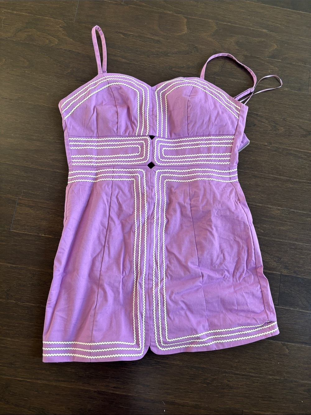 Gameday dress- Lilac Spaghetti-Strap Mini Dress with White Trim